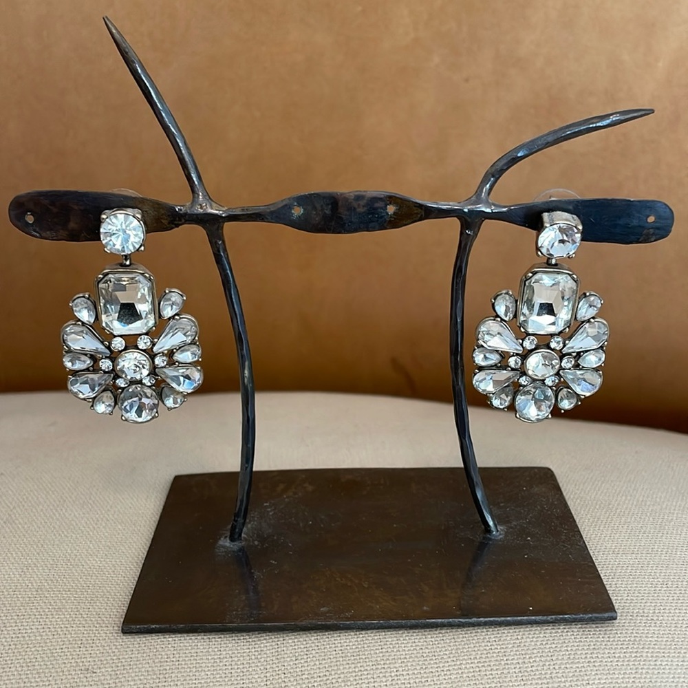 BR Banana Republic Crystal Sparkly Big CZ VTG Wedding Earrings costume jewelry